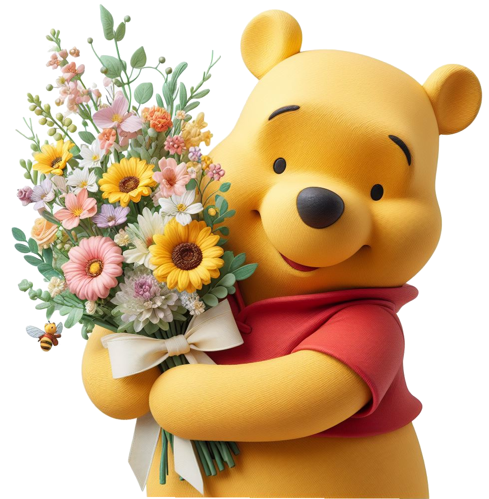 Winnie Pooh mit Blumen