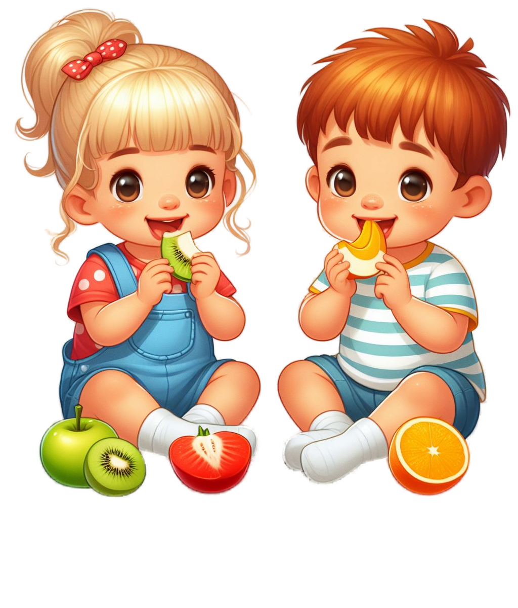 Kinder essen Obstschnittchen