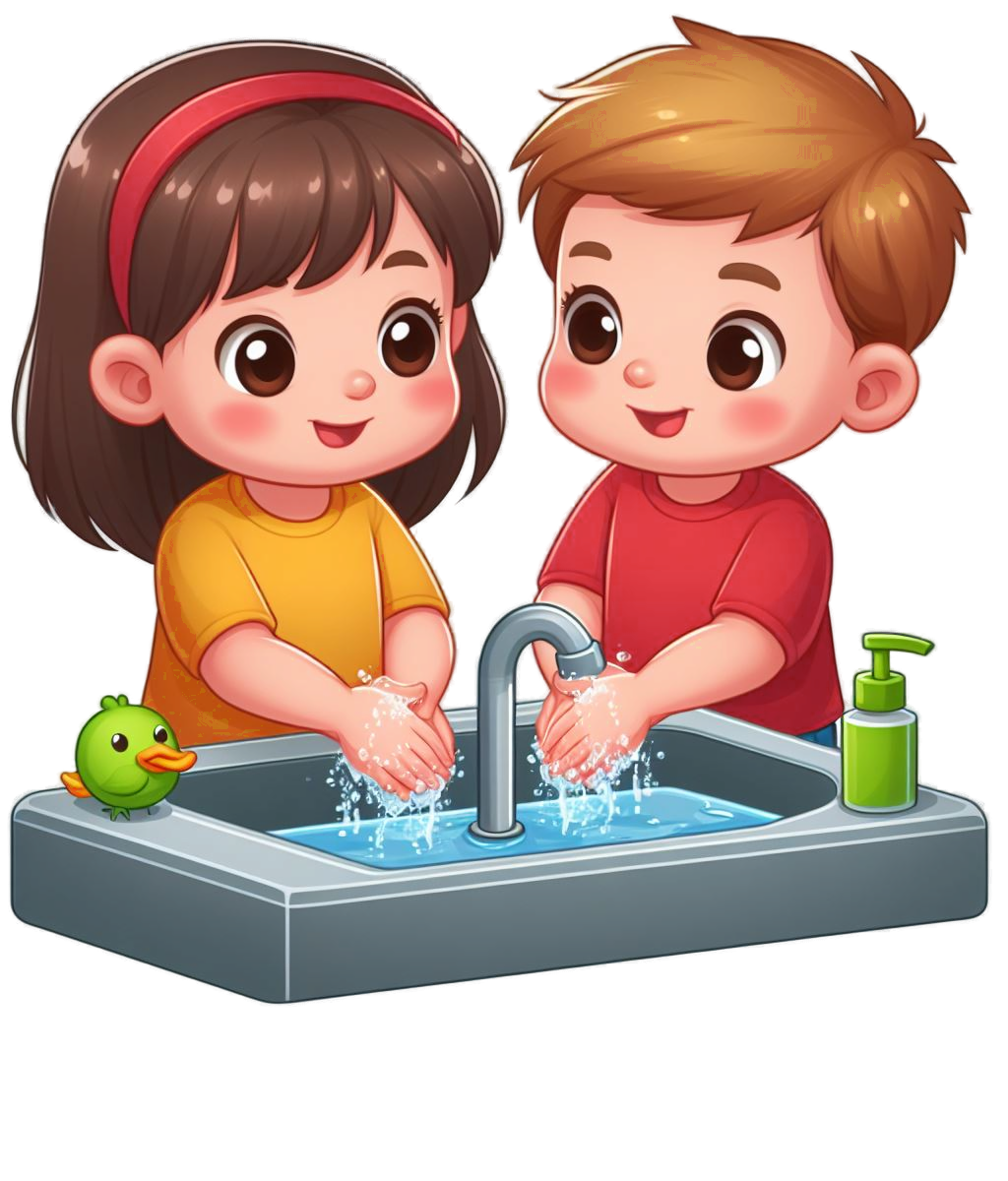 Kinder waschen sich die Hände